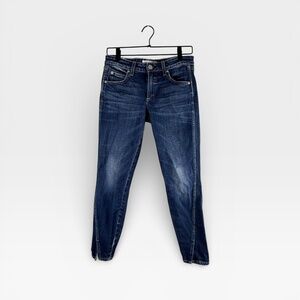 AMO‎ Twist Distressed Ankle Blue Jeans in True Blue Size 27 (B)